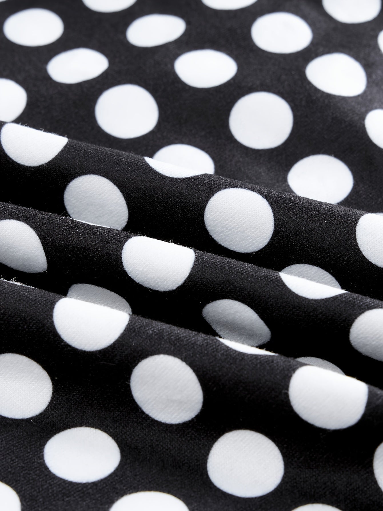 Deep V-Neck Polka Dot Print Ruched Waist Asymmetrical Hem Dress