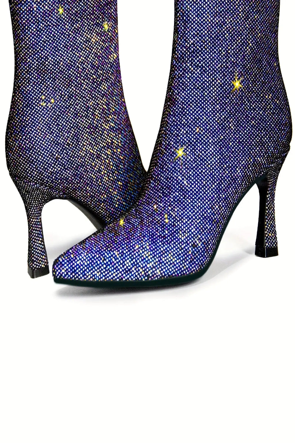Blue Glitter Zipper Ankle Boots Toshe Women's Fashions