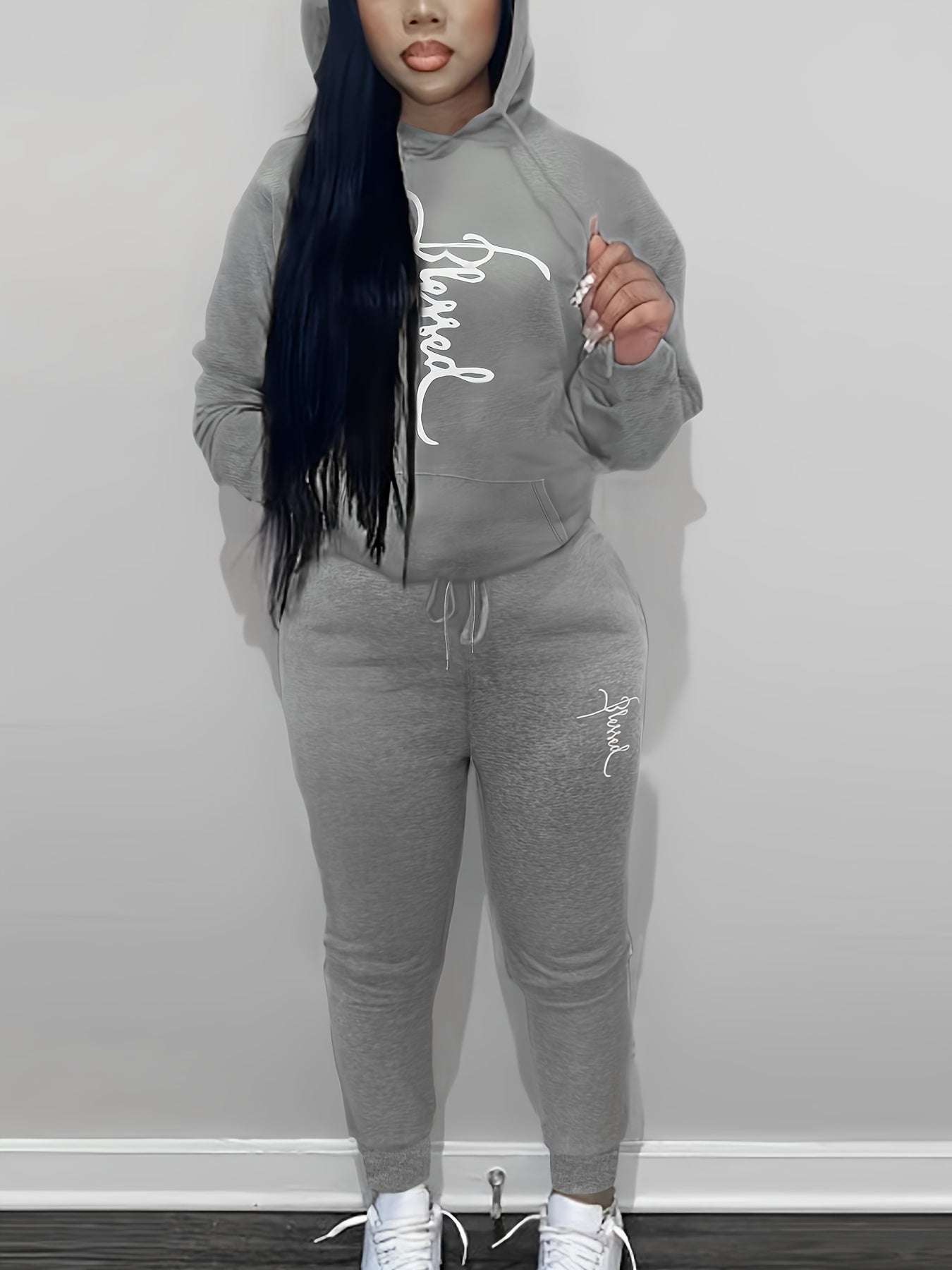 Faith Graphic Hoodie & Jogger Set – Casual Two-Piece Loungewear for Women