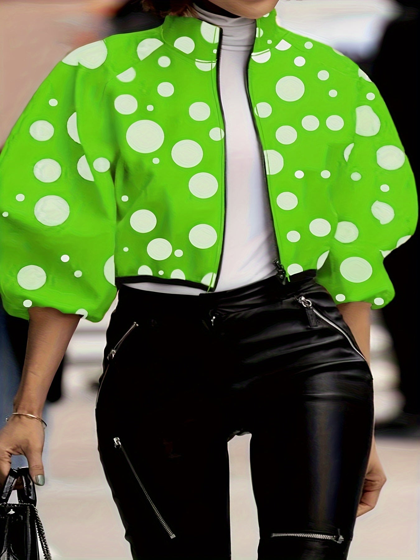 Color Block Stand Collar Zipper Jacket