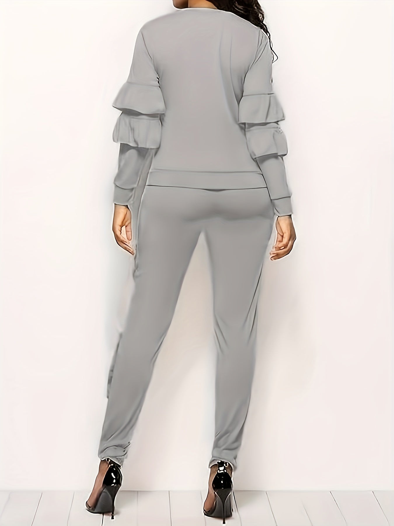 Ruffle-Sleeve Sweatshirt & Jogger Pants Tracksuit Set