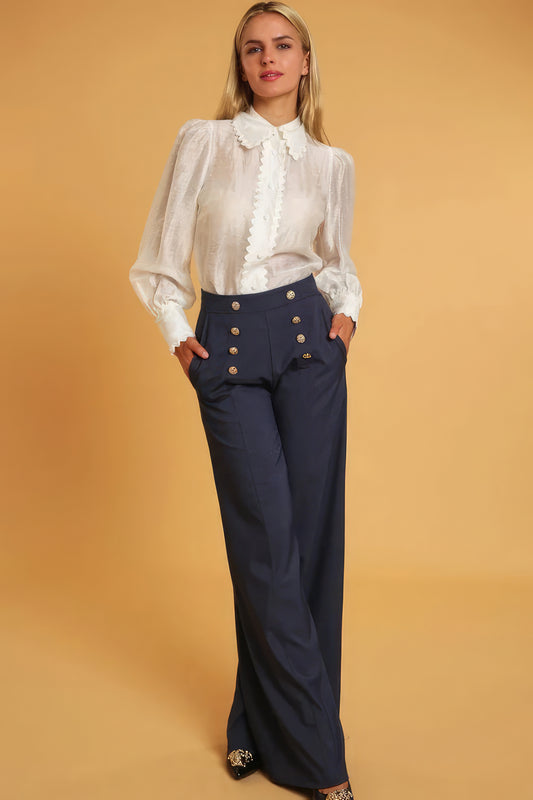 Toshe Women's Fashions high waisted dressy pants in black, featuring a tailored fit with a sleek, professional look.