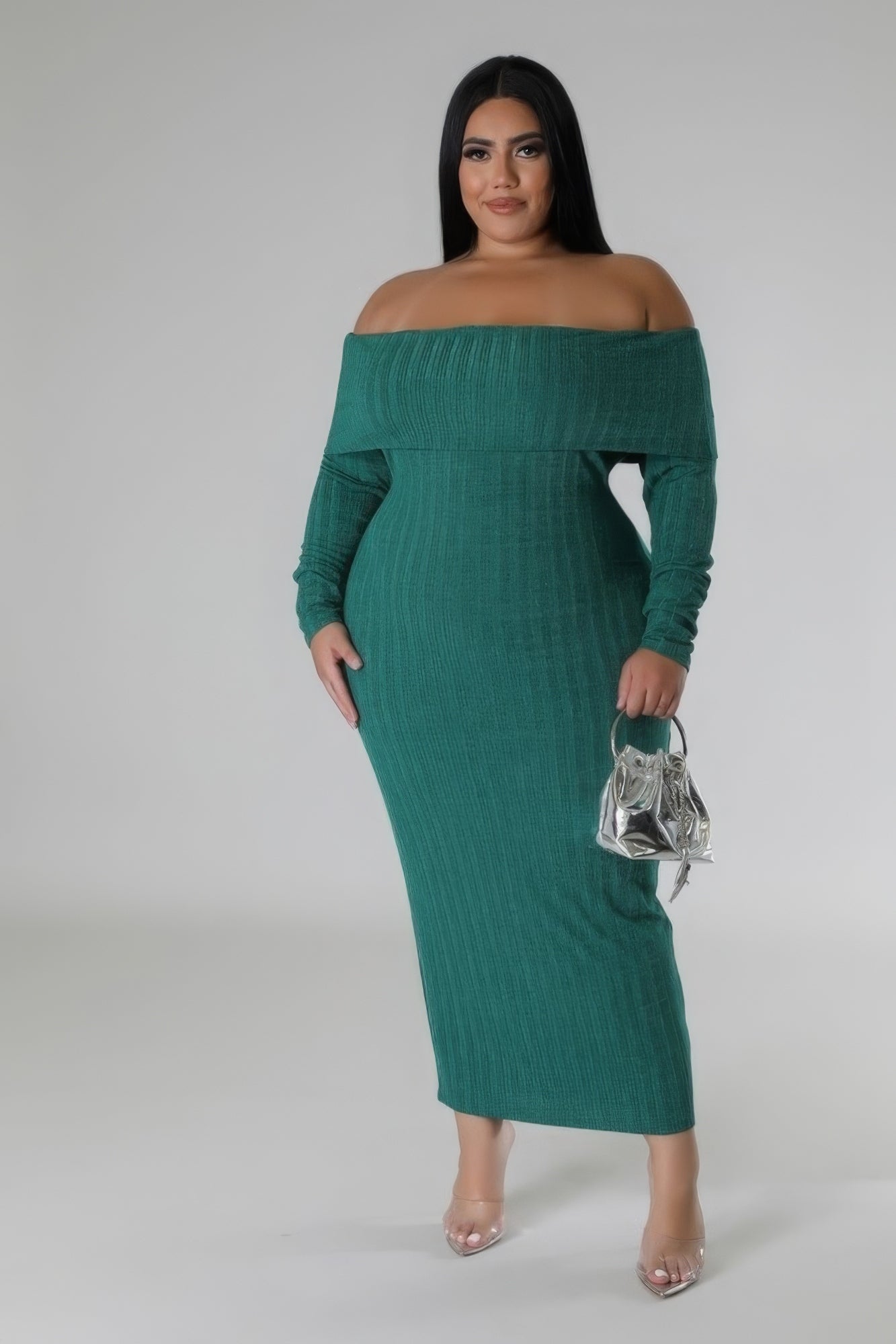 Off-shoulders stretch maxi dress by Toshe Women's Fashions, featuring a flowing silhouette and elegant neckline.