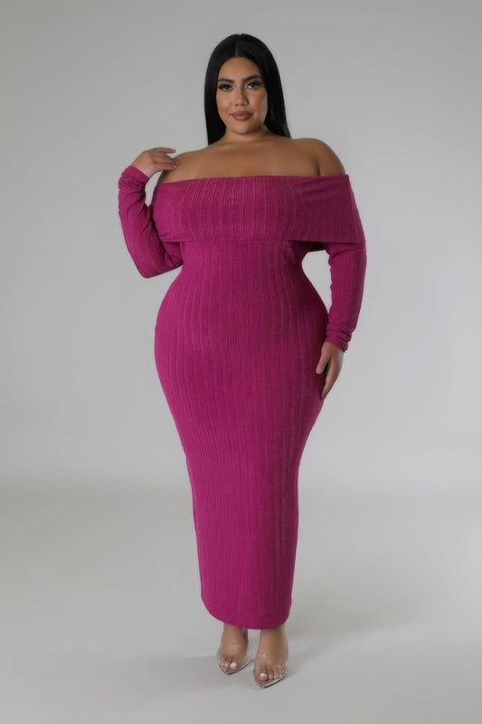 Off-shoulder stretch maxi dress by Toshe Women's Fashions, flowing design with fitted bodice and elegant shoulder cutouts.