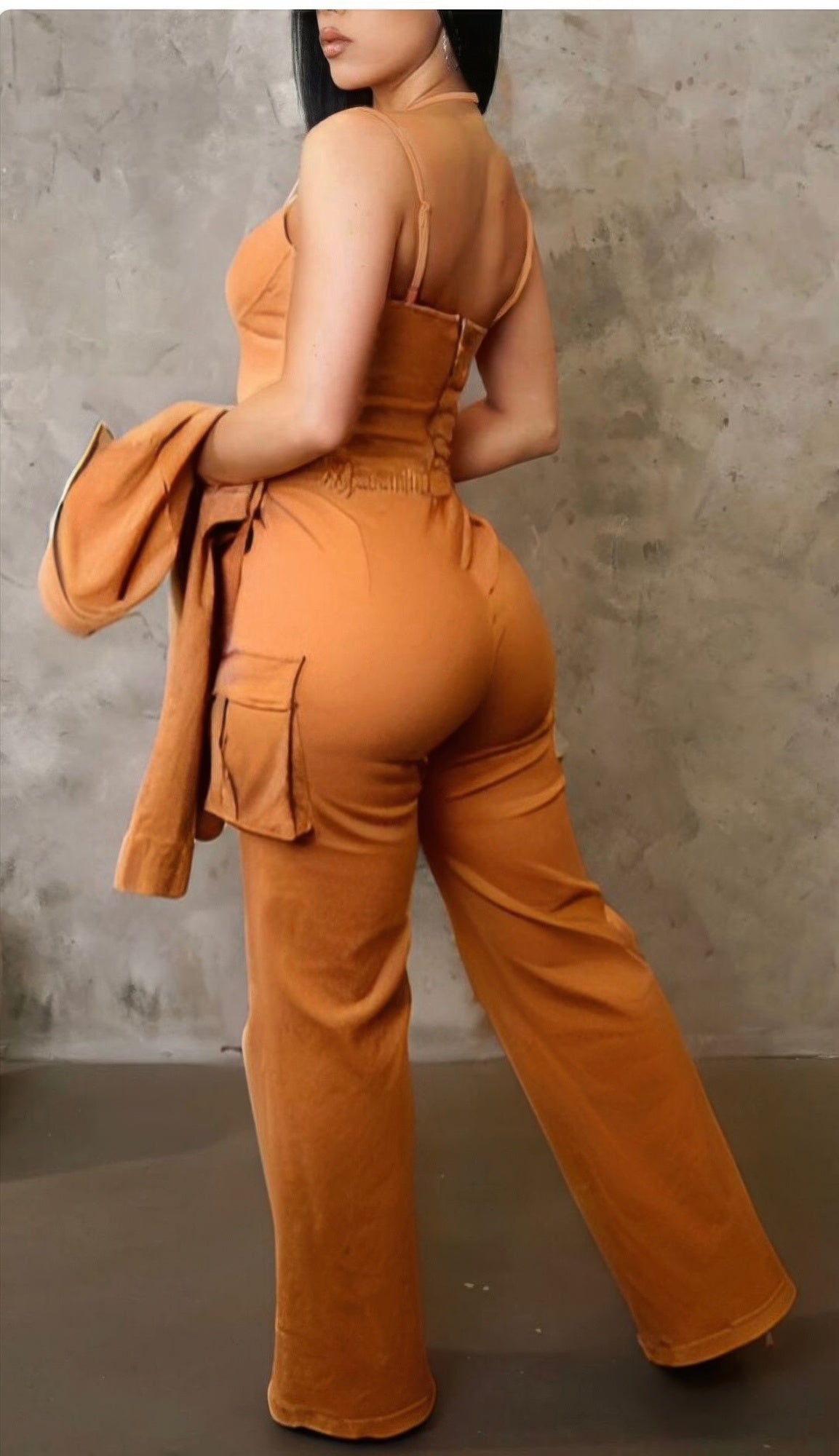 Toshe Women's Fashions scallop crop jacket and pant 3-piece set, featuring scalloped edges and stylish design, shown in image CC59183SI4.