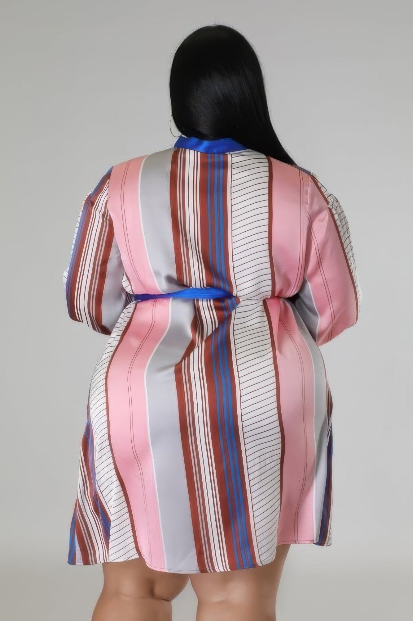 Toshe women's bow tie neck stripe belted dress featuring a stylish collar and waist tie, perfect for casual or semi-formal wear.
