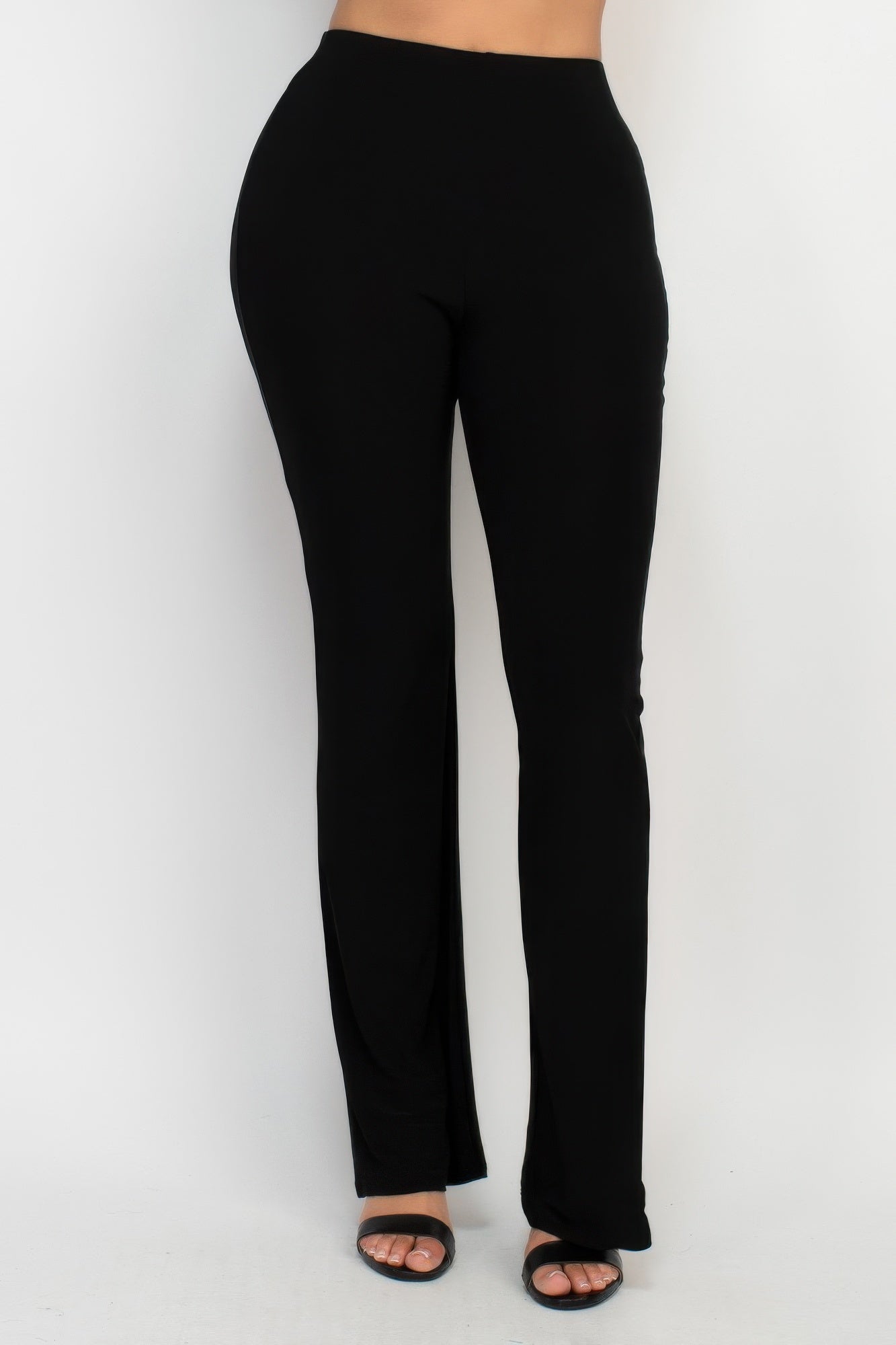 Toshe Women's Fashions fit and flare elastic casual pants shown in beige, with a high waist and relaxed fit.