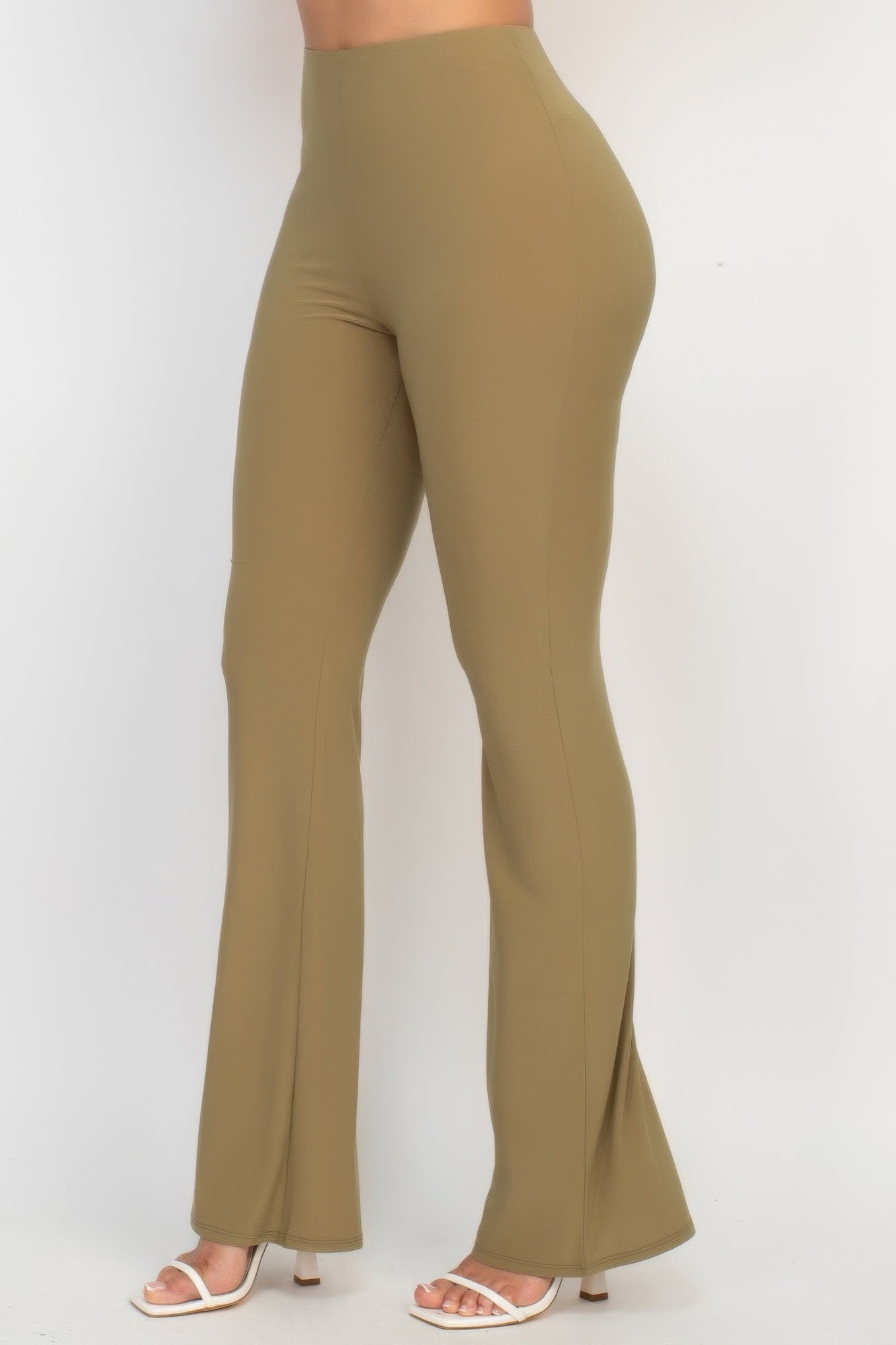 Toshe Women's Fit and Flare Elastic Casual Pants in black, showing a relaxed fit with waistband and flared leg design.