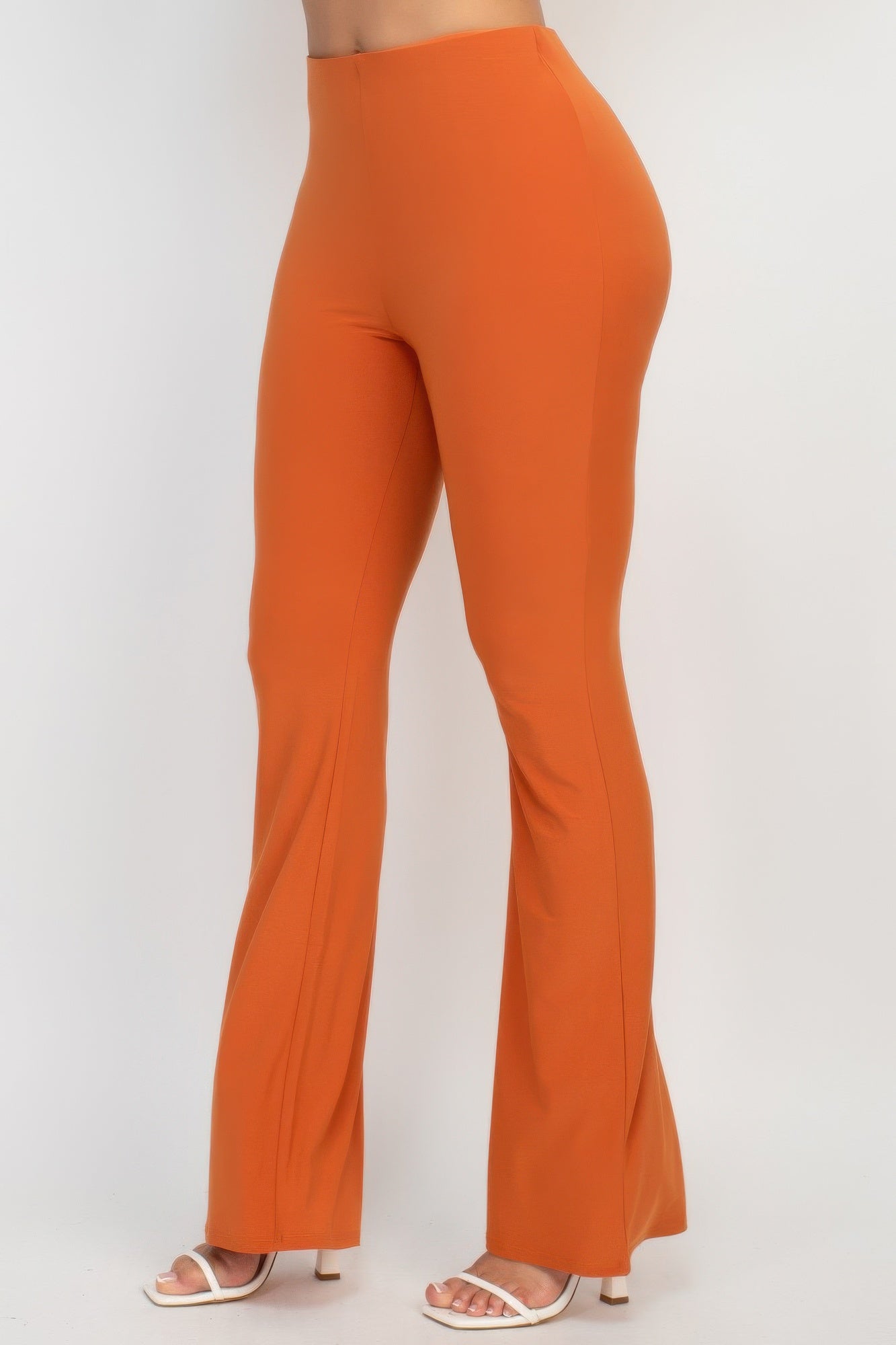 Toshe Women's Fashions fit and flare elastic casual pants in neutral color, featuring a relaxed fit and comfortable waistband.