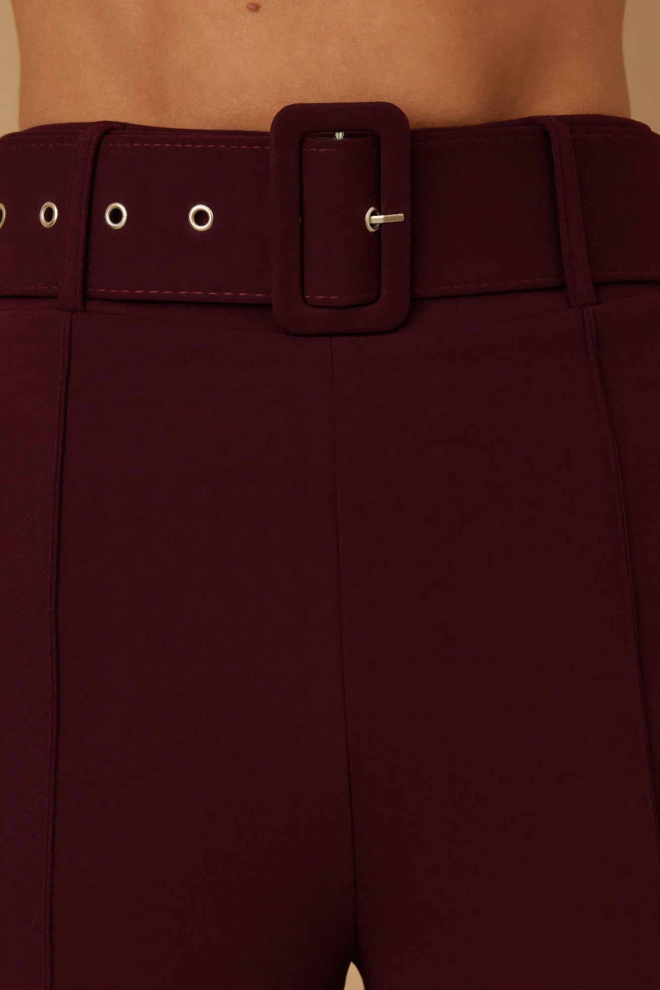 High waist pants with buckle belt from Toshe Women's Fashions, styled with a modern fit and classic design.