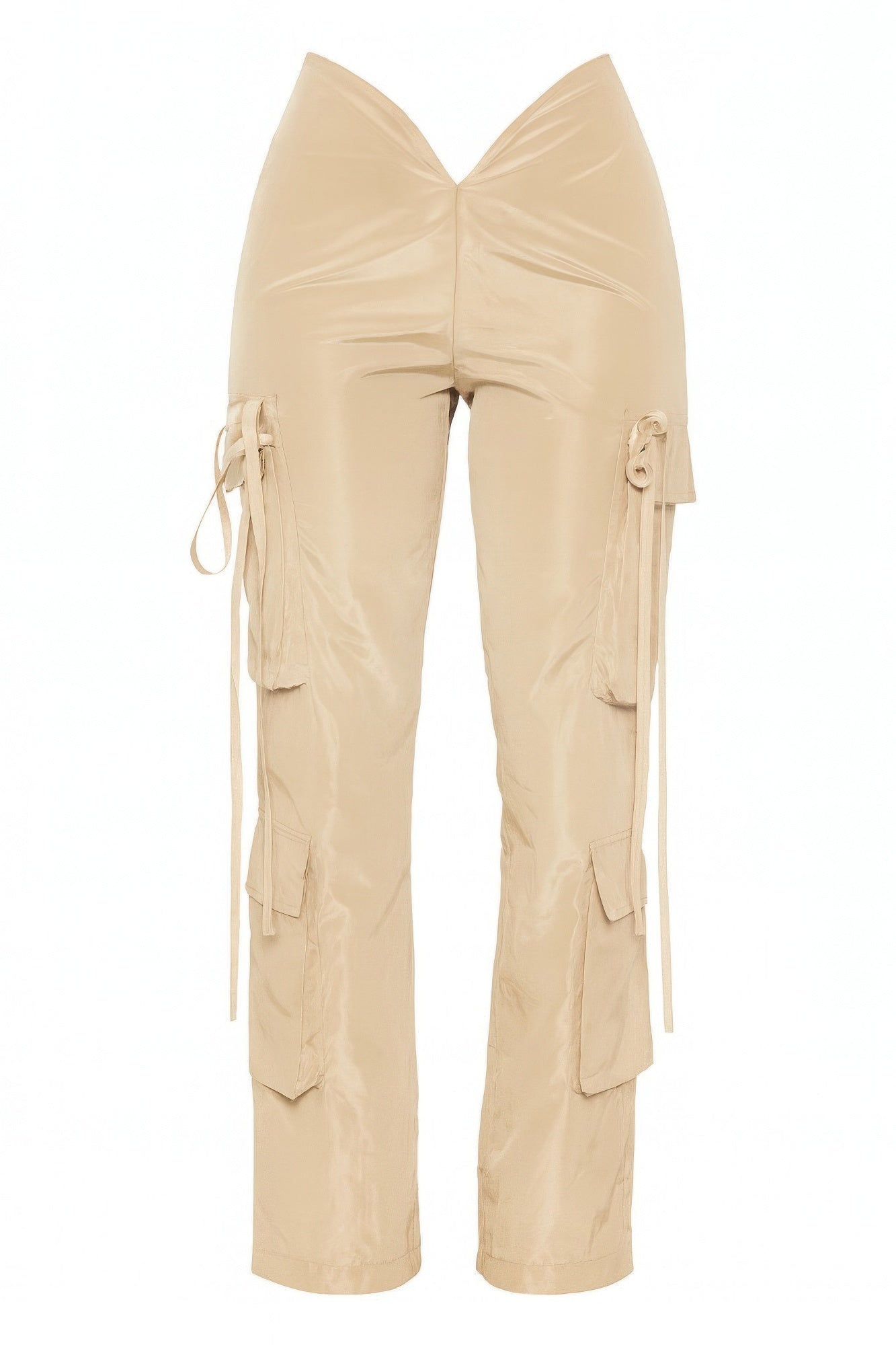 V cut cargo pants from Toshe Women's Fashions, featuring a relaxed fit and multiple pockets in a casual, stylish design.
