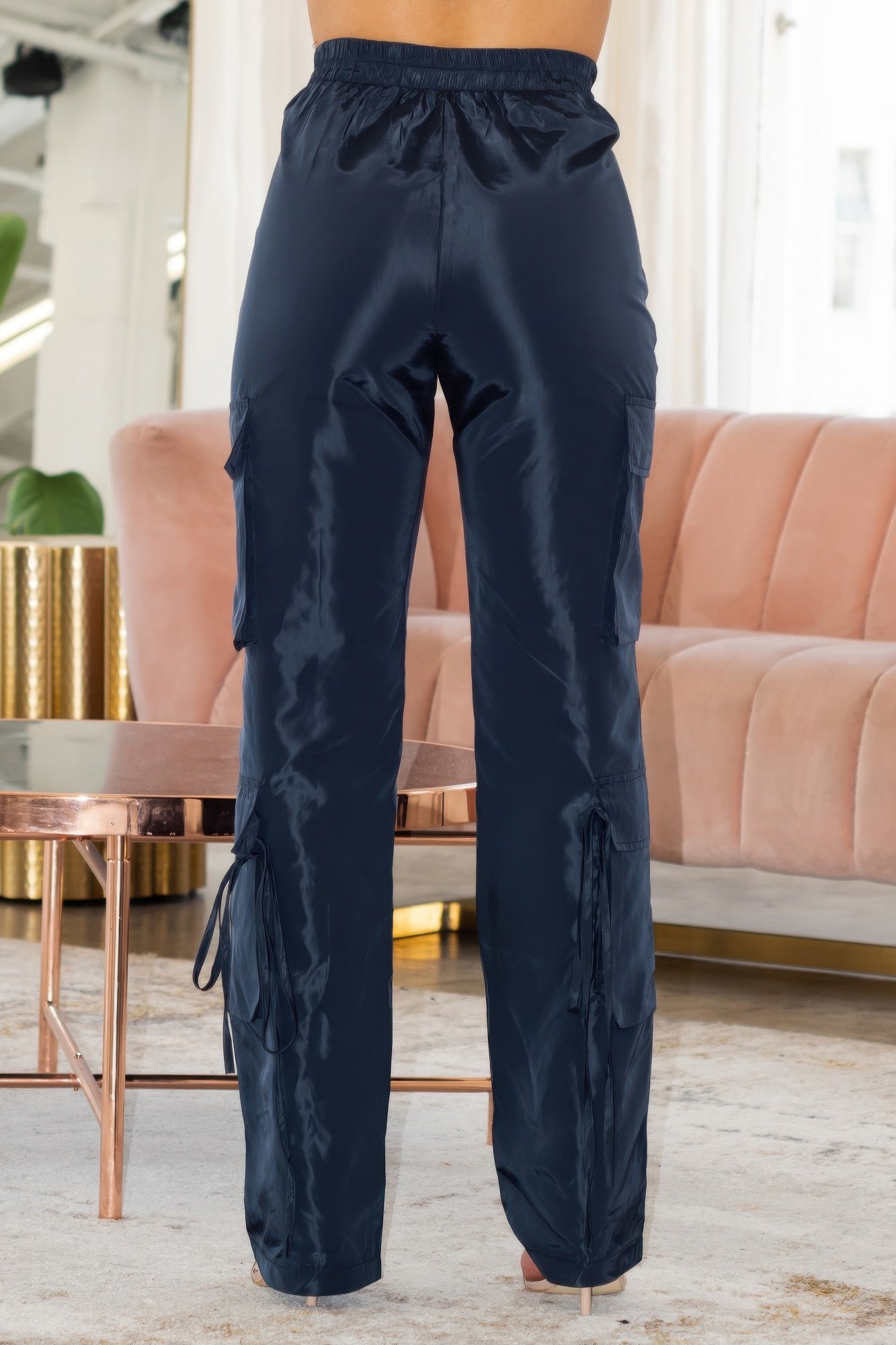 V cut cargo pants by Toshe Women's Fashions, featuring a stylish V-shaped waistband and multiple cargo pockets, in a casual fit.