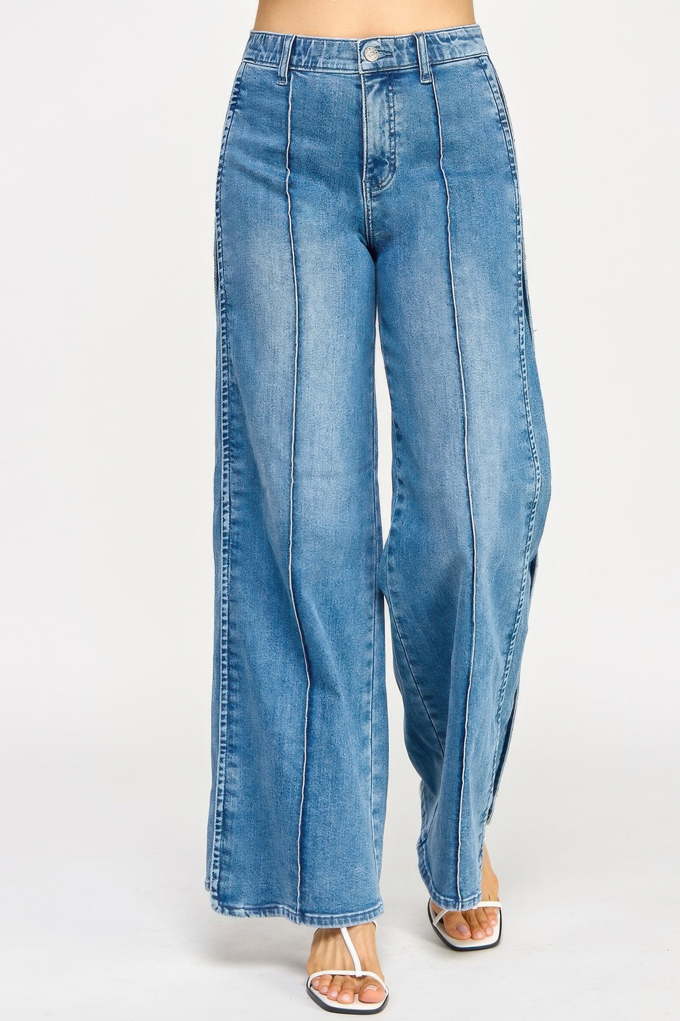 High rise wide-leg pants with tummy control from Toshe Women's Fashions, shown in a stylish silhouette on model.