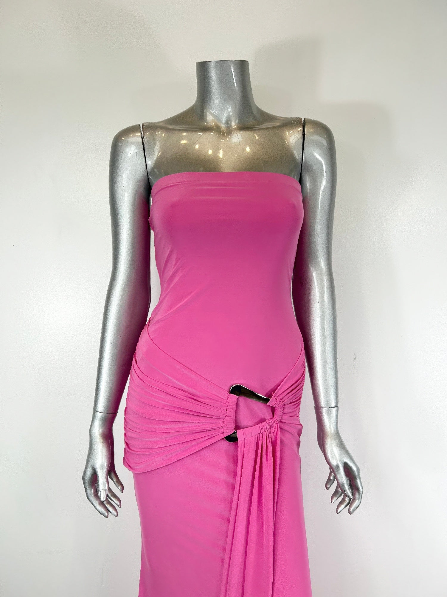 Draped Grecian style maxi dress in soft fabric, featuring elegant draping and a flowing silhouette, by Toshe Women's Fashions.