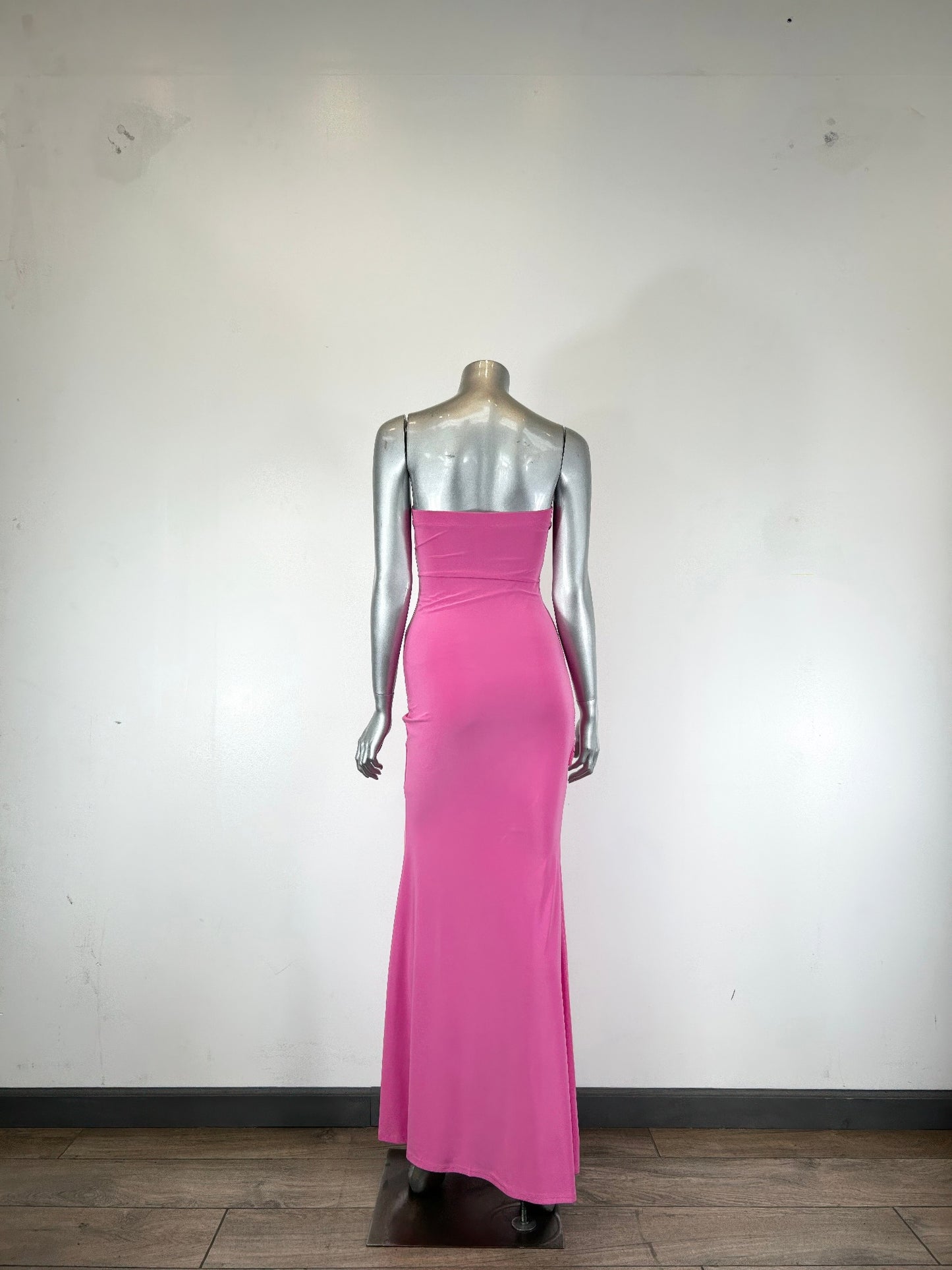 Grecian style draped maxi dress by Toshe Women's Fashions in soft fabric, featuring elegant draping and a flowing silhouette.