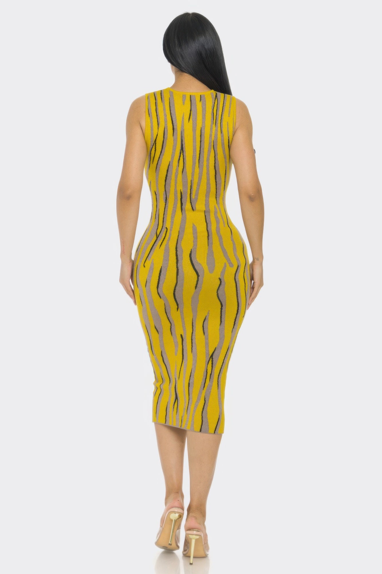 Toshe Women's Fashions Sweater Midi Print Dress featuring a cozy knit fabric and stylish pattern, perfect for casual or semi-formal wear.