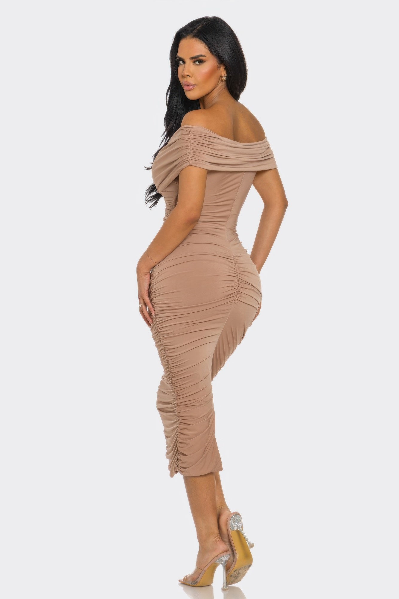 Elysian Drap by Toshe Women's Fashions, stylish draped dress with elegant fabric in a flattering fit and sophisticated design.