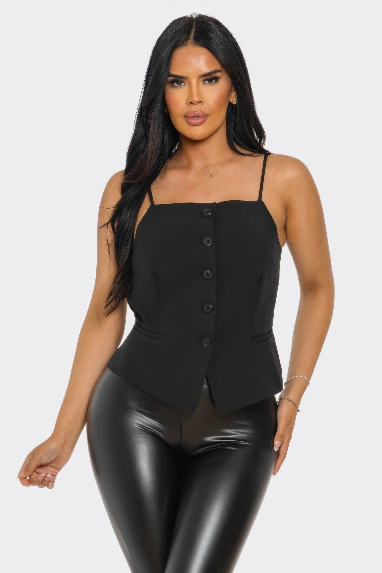 Ivory chic button-up corset top by Toshe Women's Fashions, featuring a fitted design and front button details.
