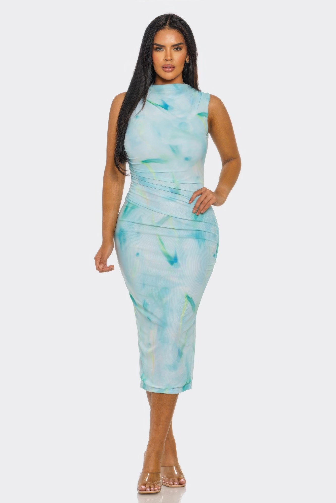 Serena midi dress by Toshe Women's Fashions, showcasing a stylish, flowy dress with a fitted waist and elegant design.