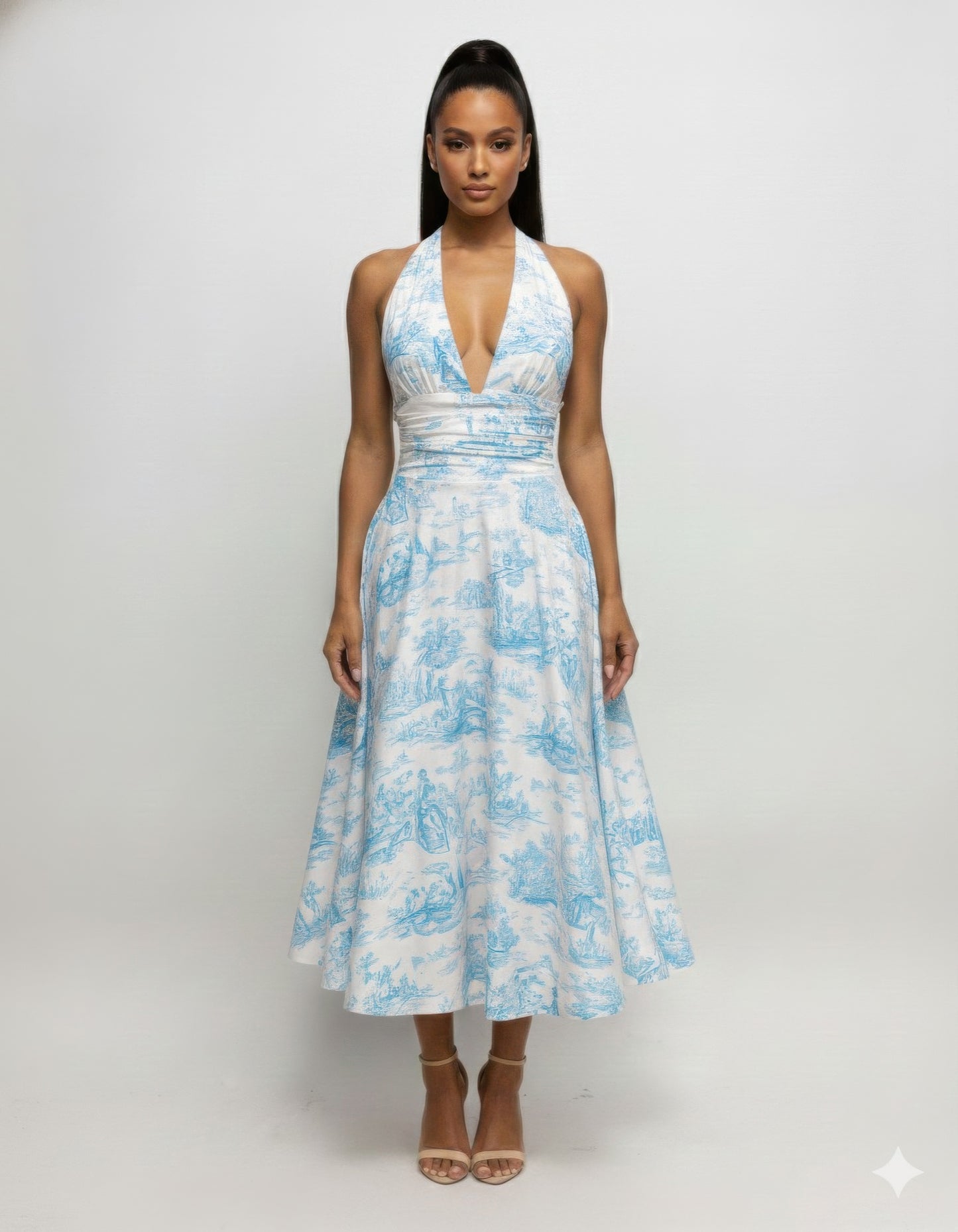 Seraphina Garden Muse Dress by Toshe Women's Fashions, featuring a floral pattern, flowing fabric, and elegant design.