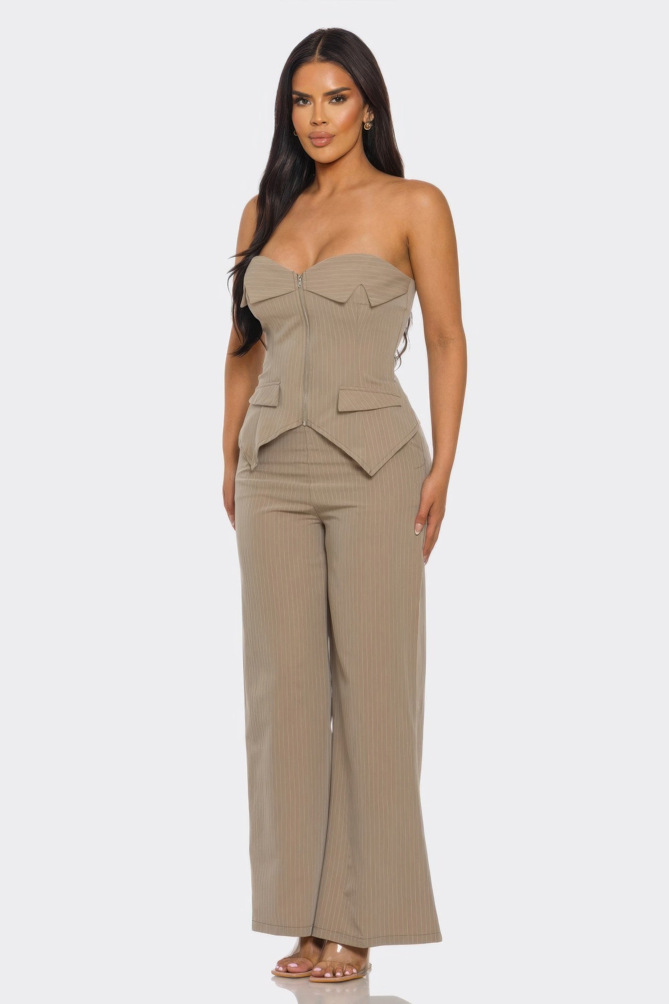 Off-shoulder vest top and matching pants set by Toshe Women's Fashions, stylish and comfortable for casual wear.