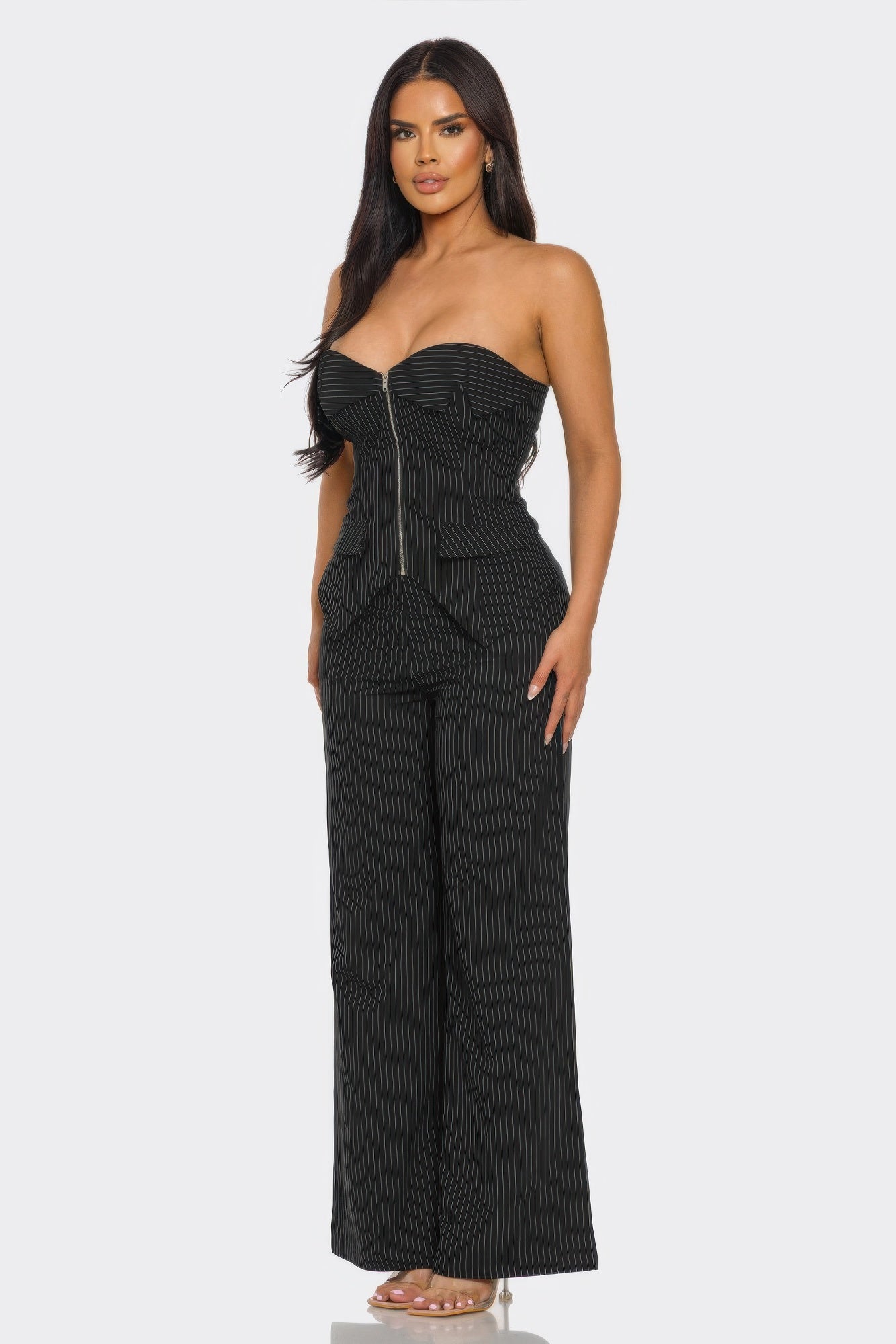 Toshe Women's Fashions off-shoulder vest top and matching pants set, stylish and trendy clothing ensemble.