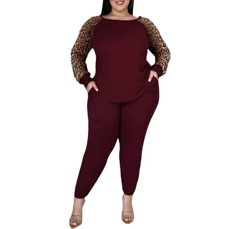 Leopard Print Crop Top and Leggings Set - Toshe Women's Fashions