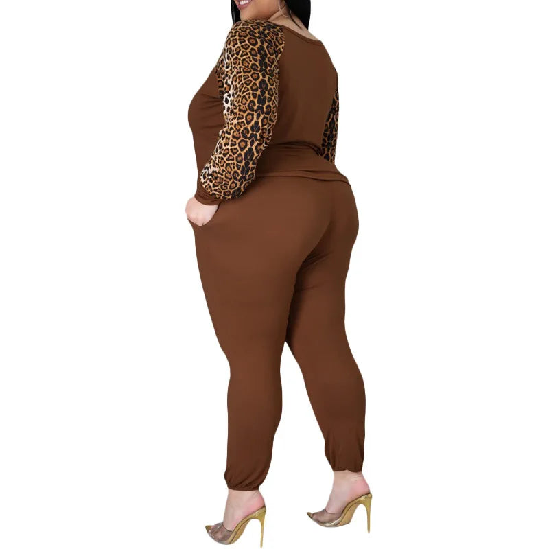 Leopard Print Crop Top and Leggings Set - Toshe Women's Fashions