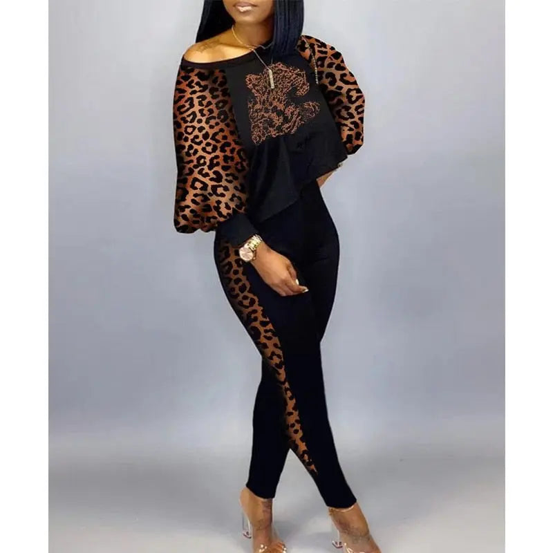 Casual Print Top and Pants Set - Toshe Women's Fashions