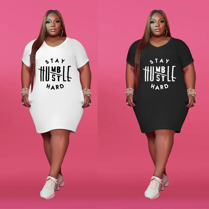 Stay Humble Hustle Hard T-Shirt Dress - Toshe Women's Fashions