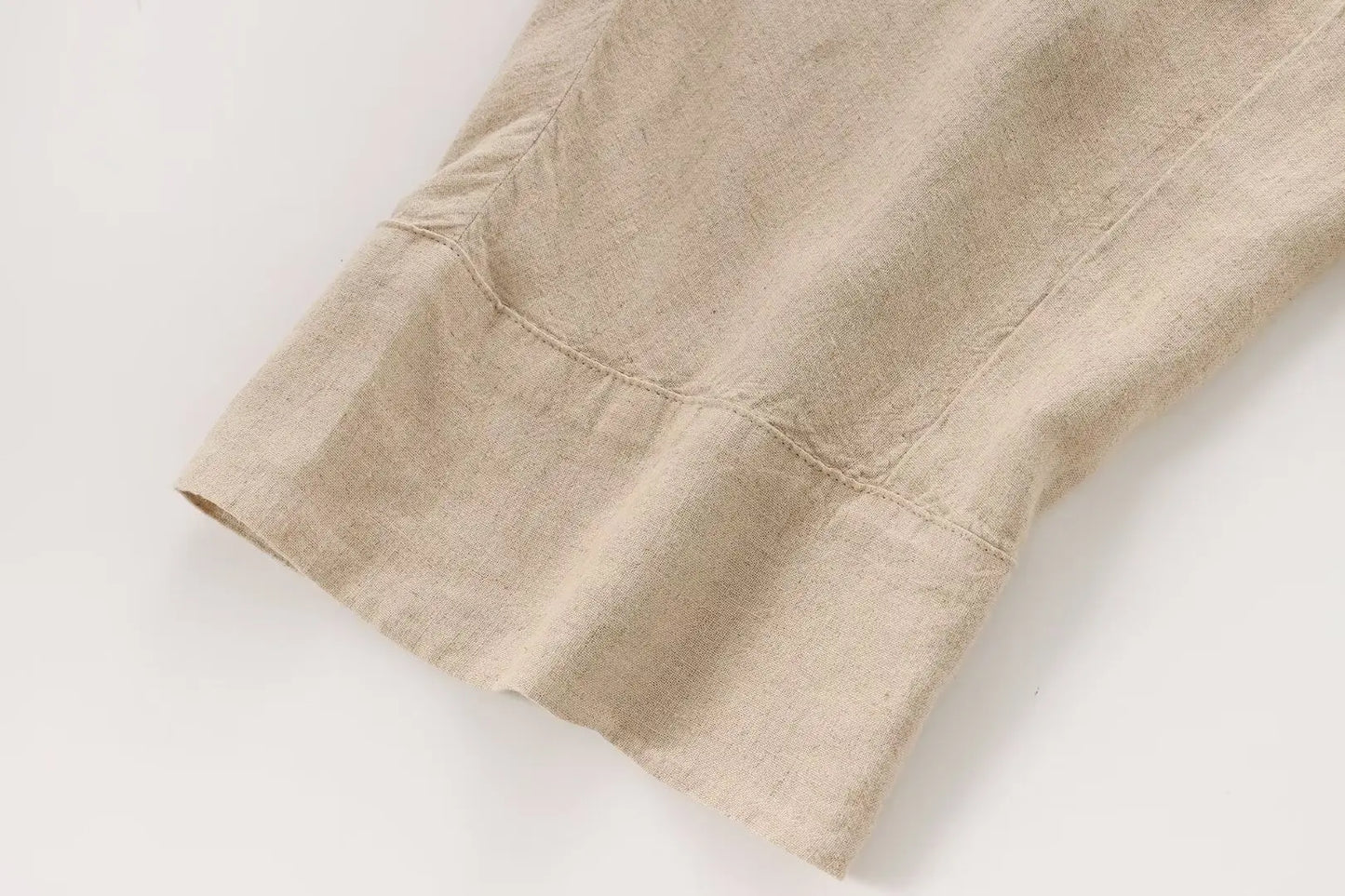 Linen Collared Single-Breasted Shirt & Pocketed Wide Leg Pant Set