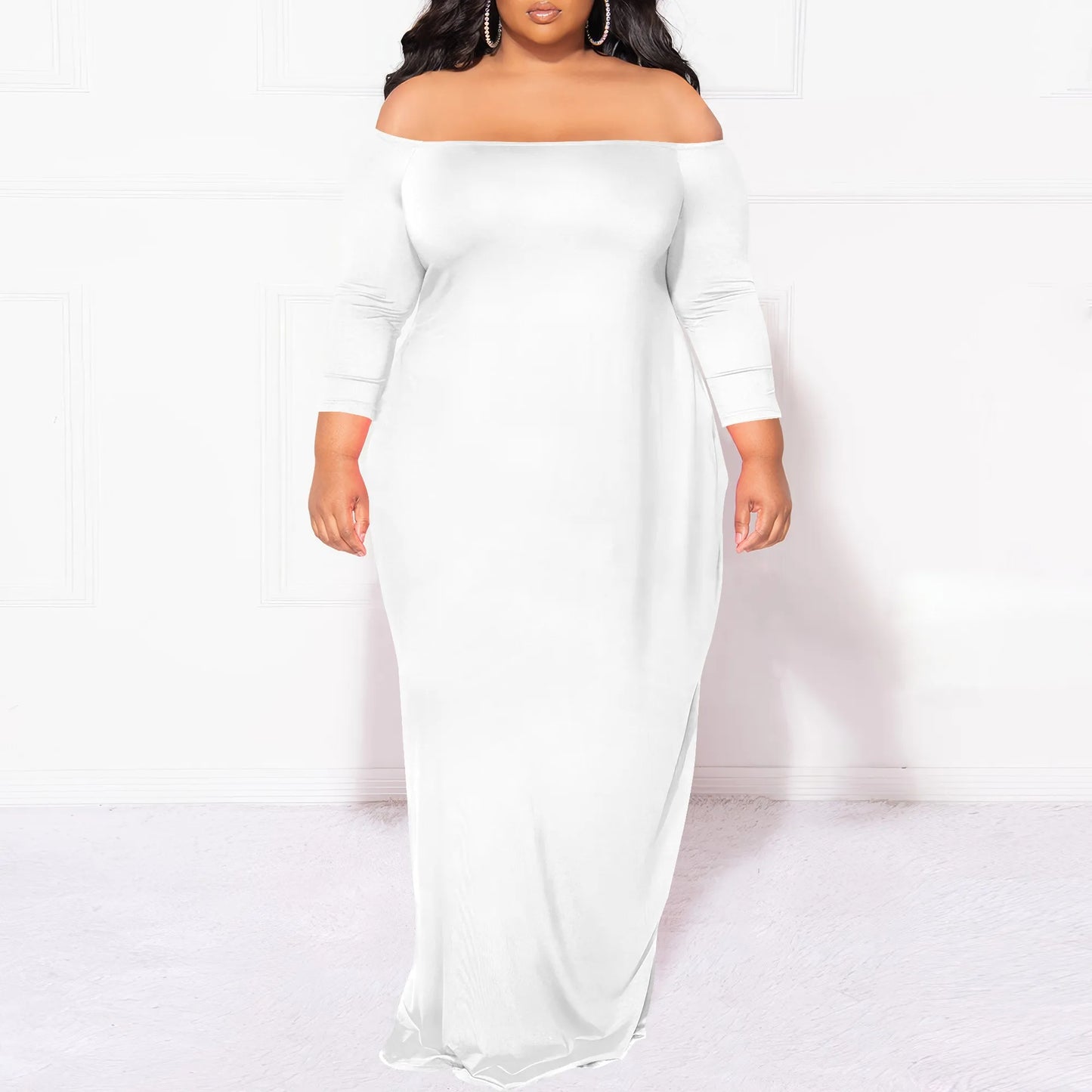 Off-Shoulder Bodycon Fishtail Maxi Dress