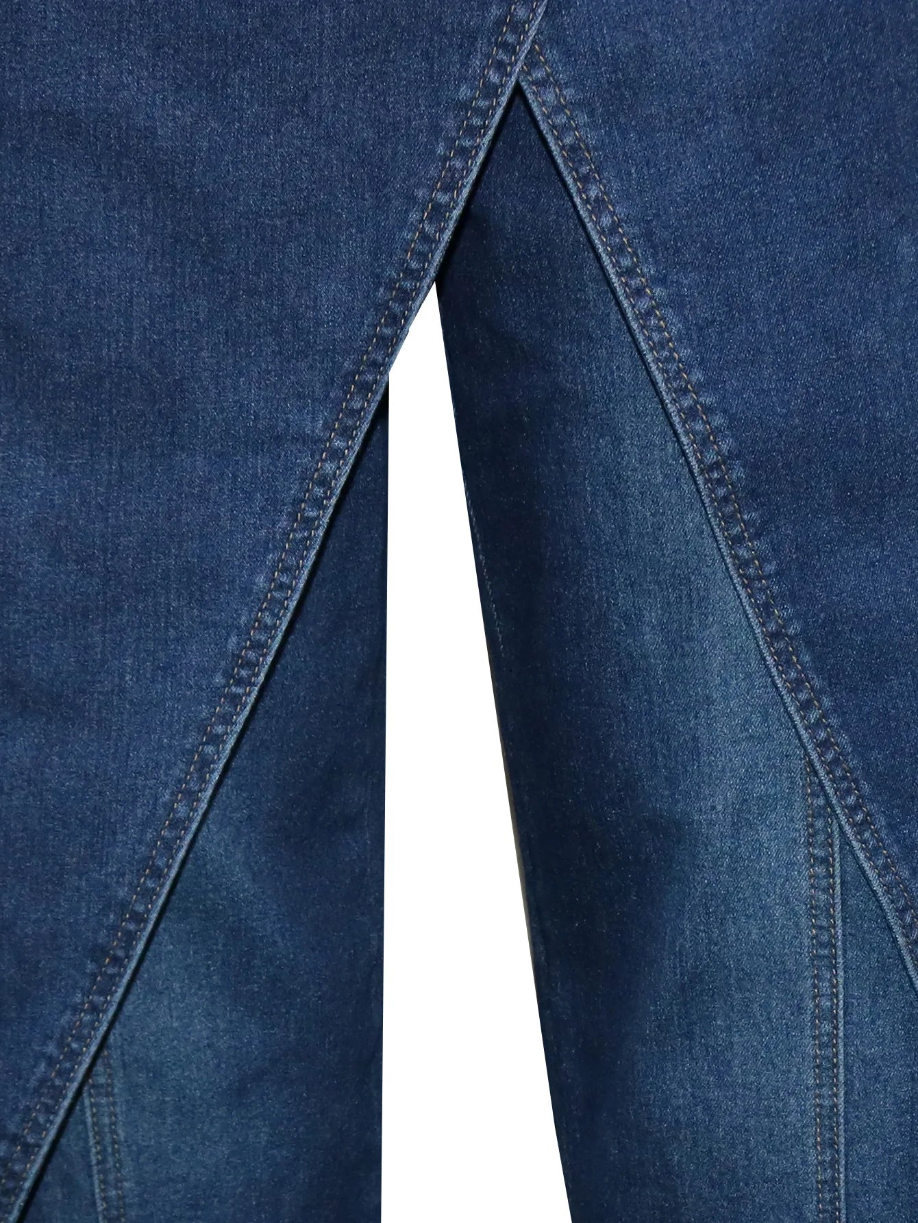Vintage Asymmetrical Wrap Overlap Washed Denim