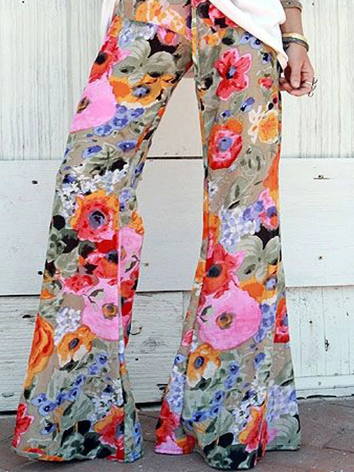 Floral Print Wide Leg Trouser - Toshe Women's Fashions