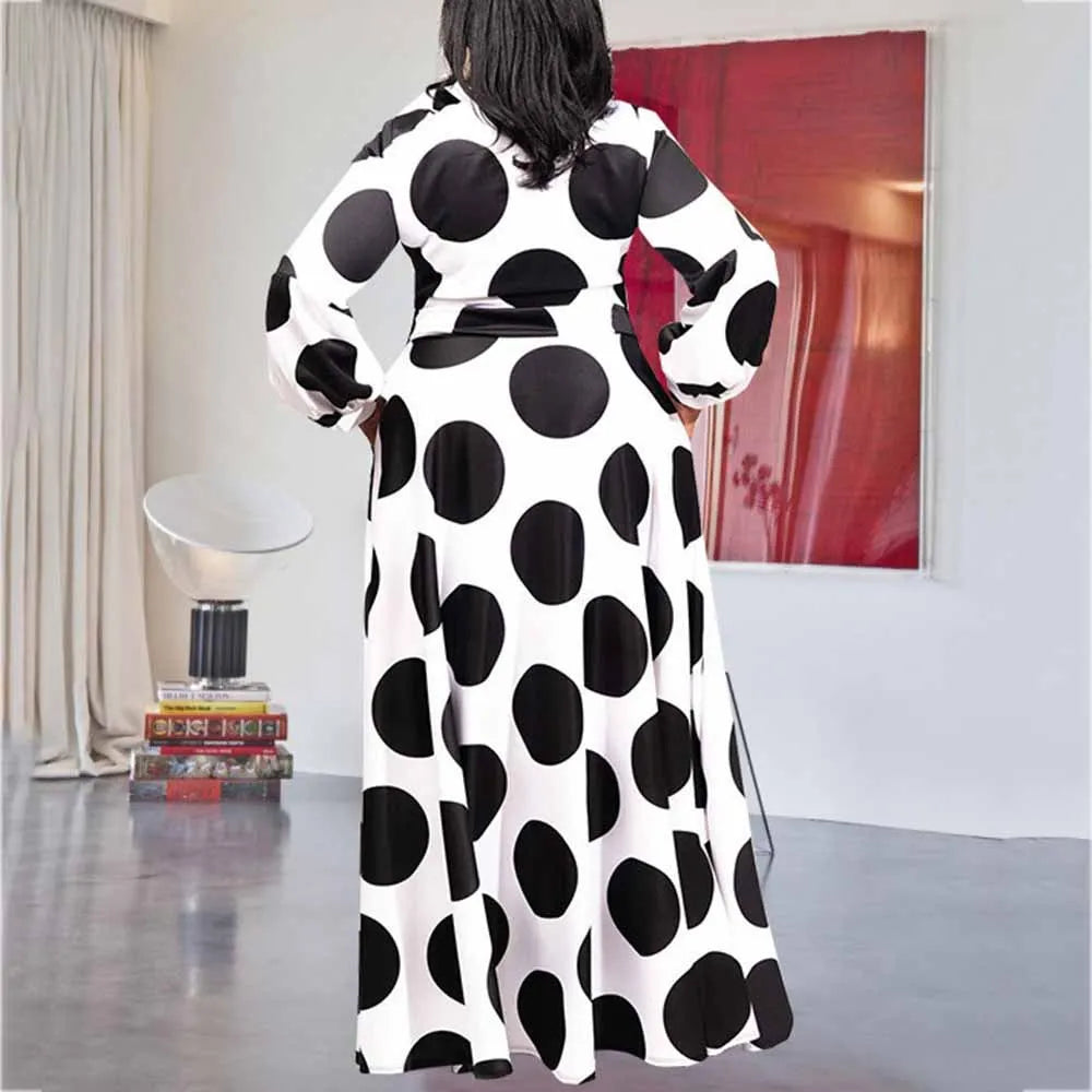 Polka Dot Front Tie Maxi Dress - Toshe Women's Fashions