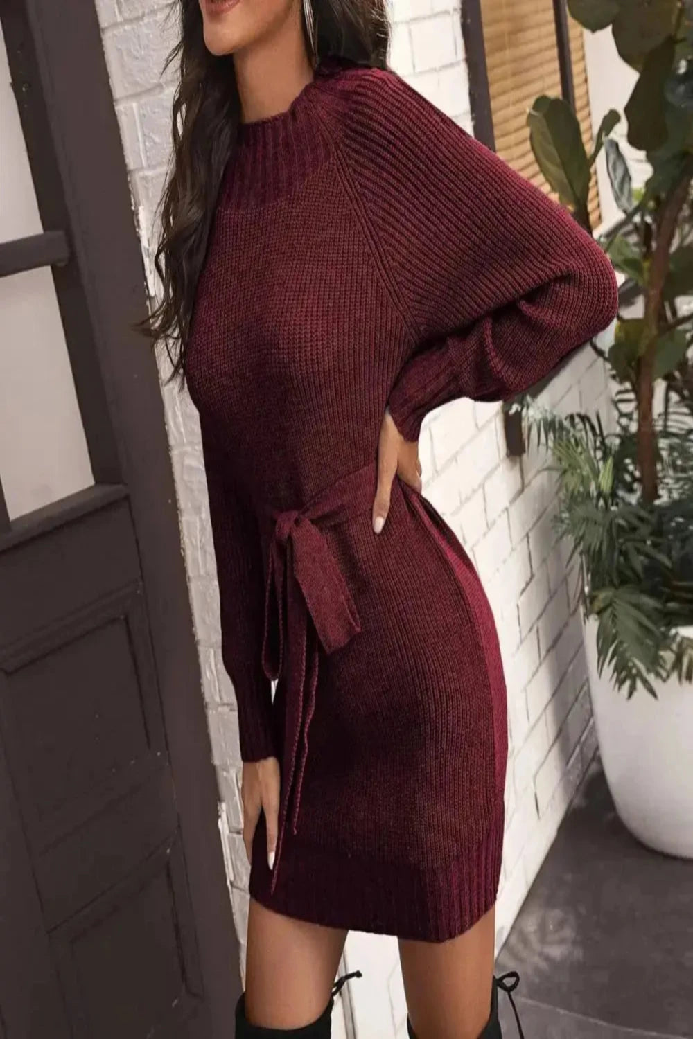 Long Sleeve Knitted Dresses  O-Neck A-line Mini Dress Toshe Womens Fashion