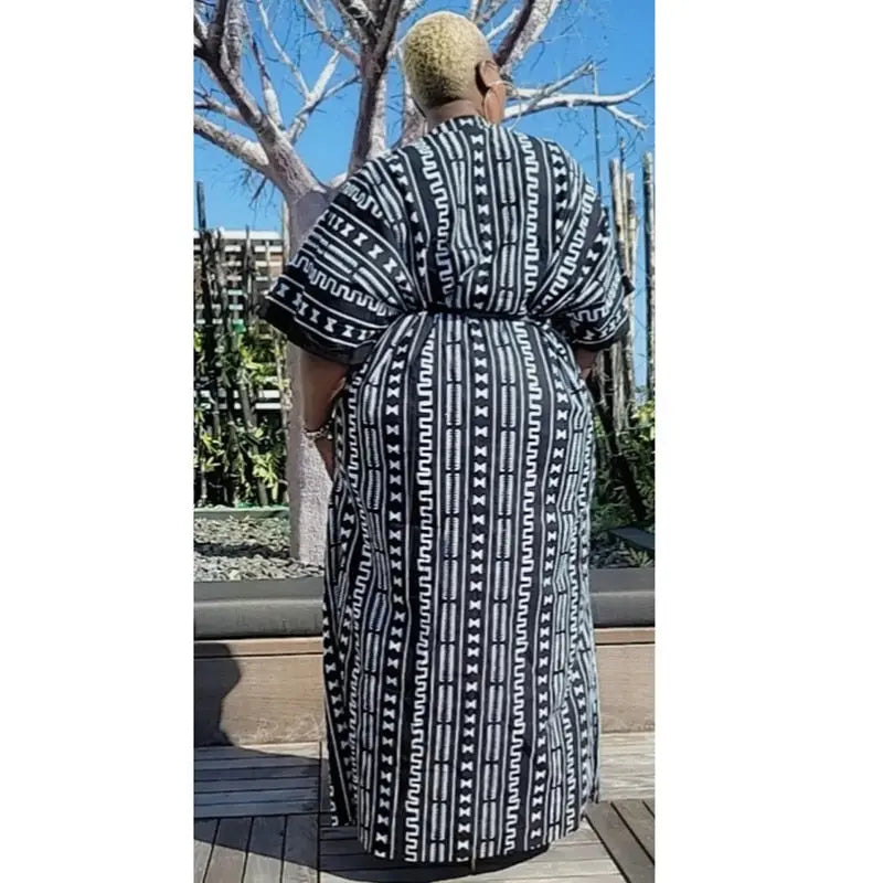 African Print Open Long Coat - Toshe Women's Fashions