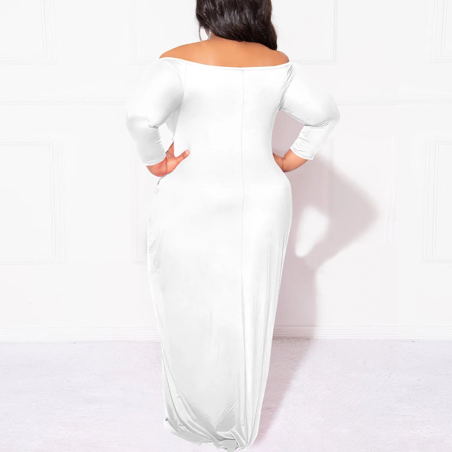 Off-Shoulder Bodycon Fishtail Maxi Dress