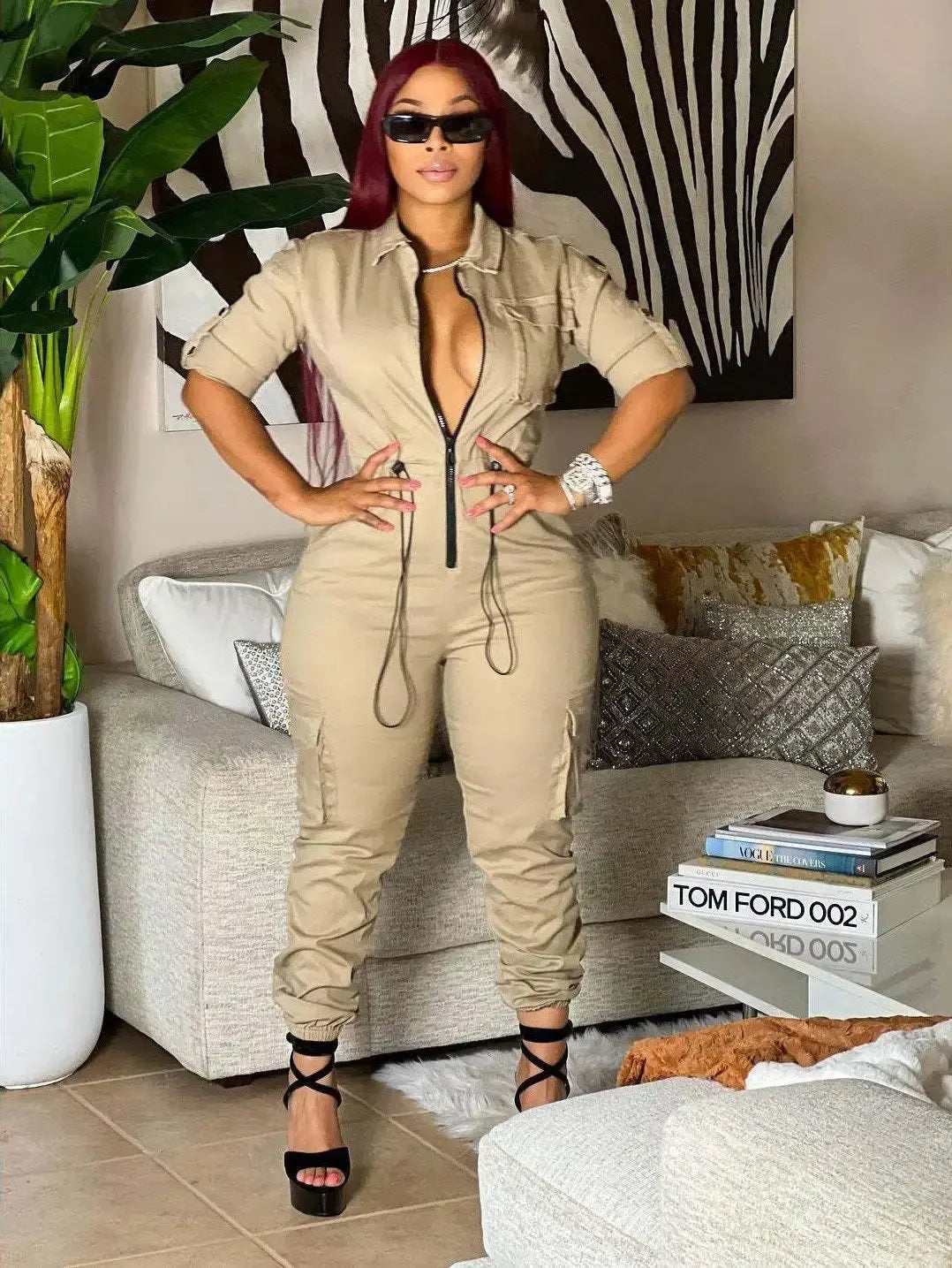 Tight Waist Jumpsuits Women Work Overalls Casual Half Sleeve One Piece Pocket Long Cargo Pants Rompers Long aliexpress