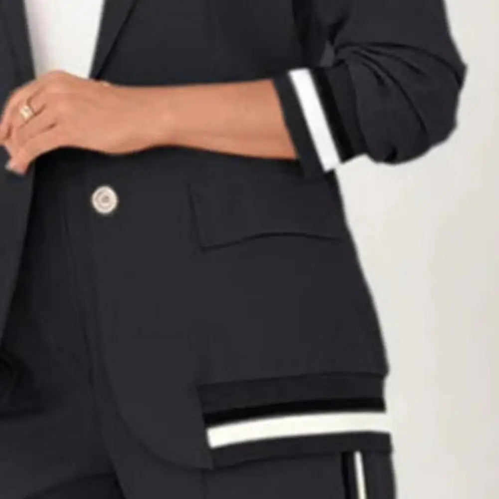 Striped Coat & Sweatpants Pants Set