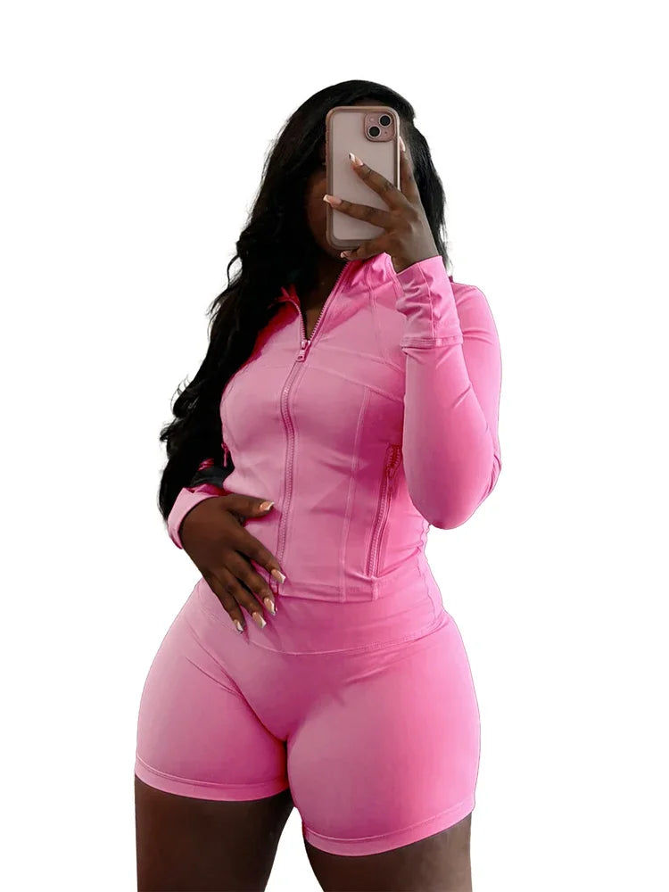 Mock Neck Zipper Fitted Top & Flared Pants Set – Sleek 2-Piece Athletic Lounge Outfit