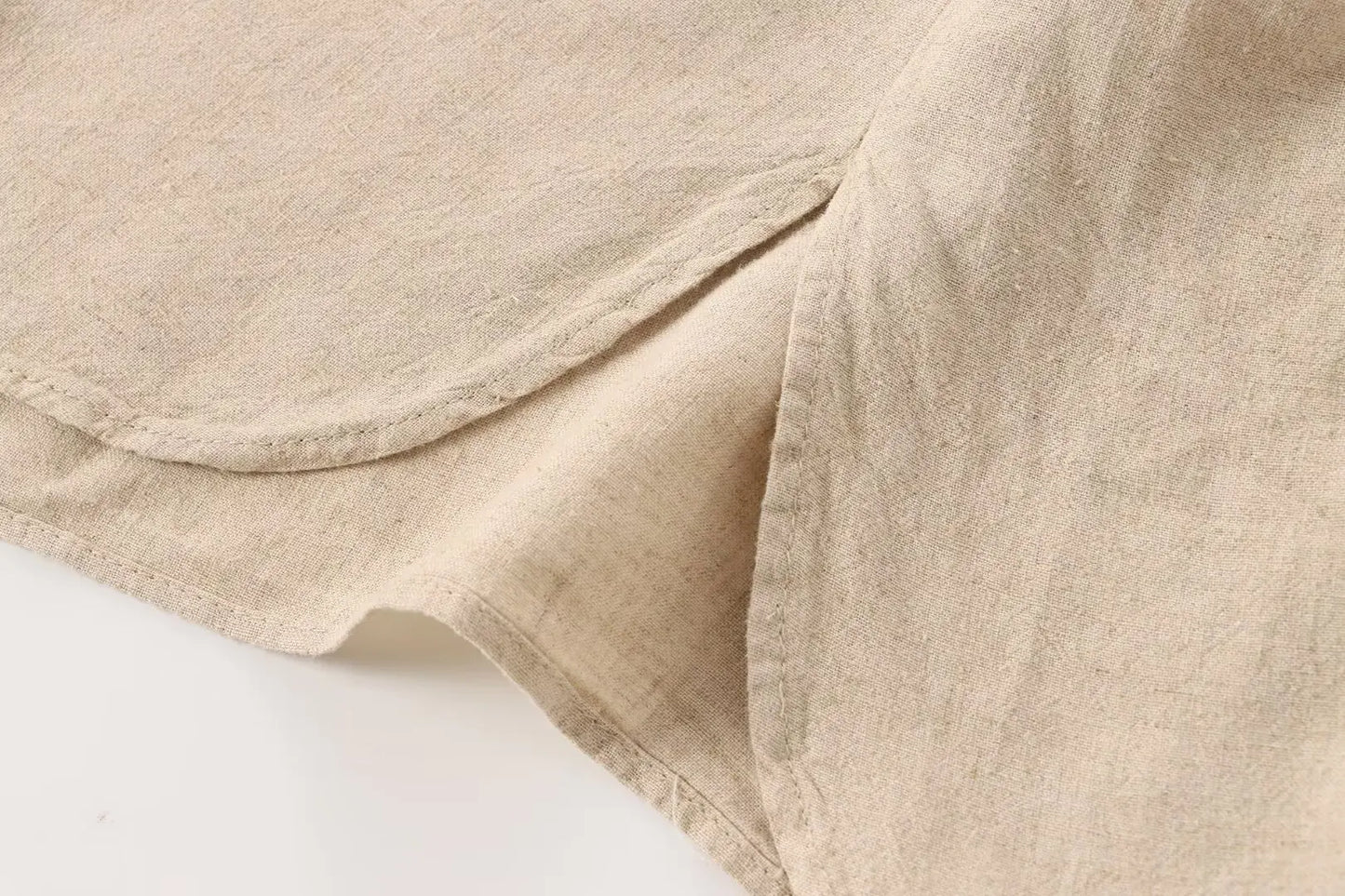 Linen Collared Single-Breasted Shirt & Pocketed Wide Leg Pant Set