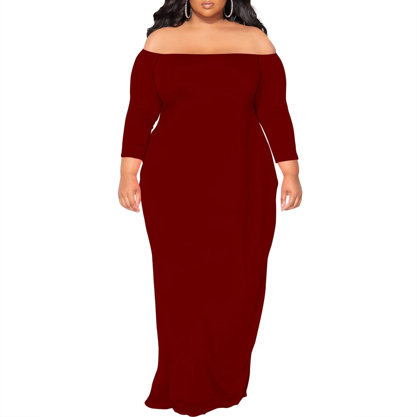 Off-Shoulder Bodycon Fishtail Maxi Dress