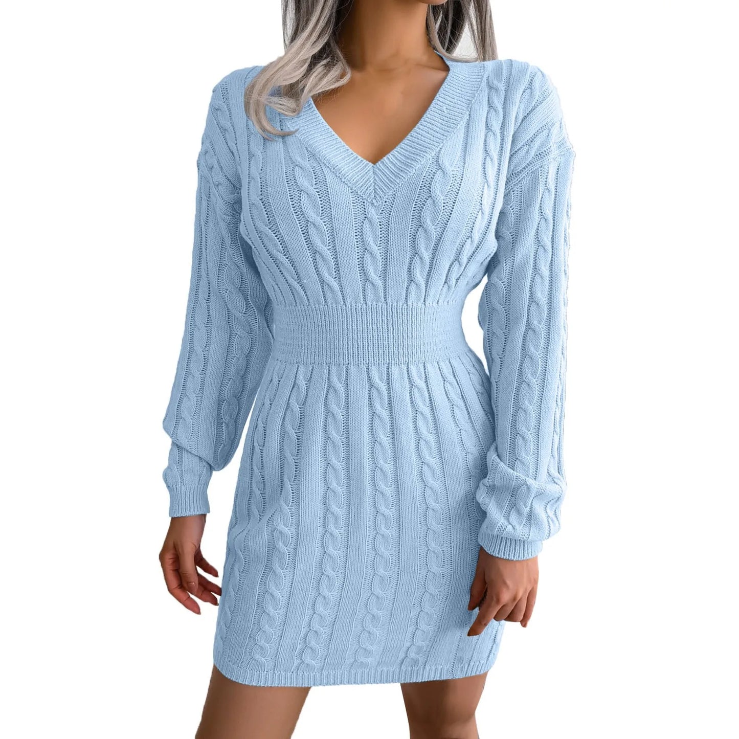 Twist Knit Sweater Wrap Mini Dress - Toshe Women's Fashions