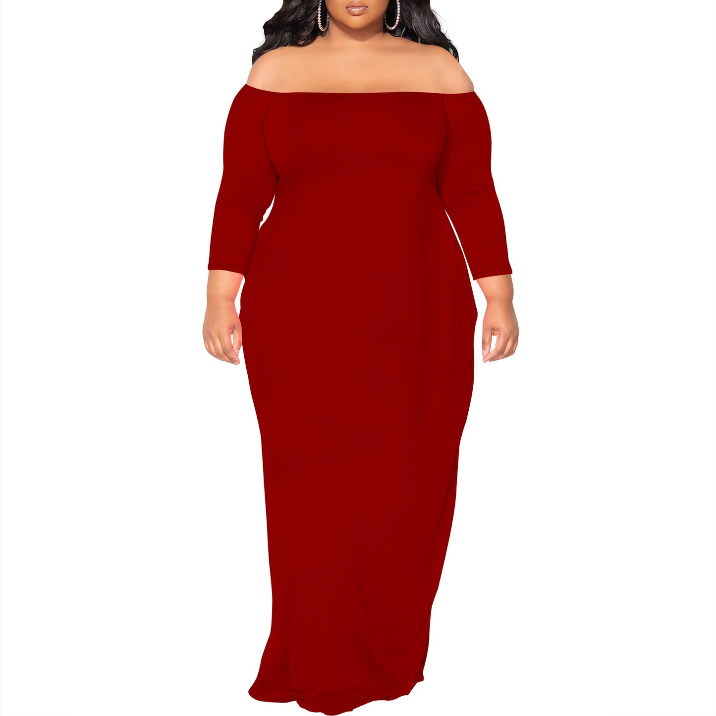 Off-Shoulder Bodycon Fishtail Maxi Dress