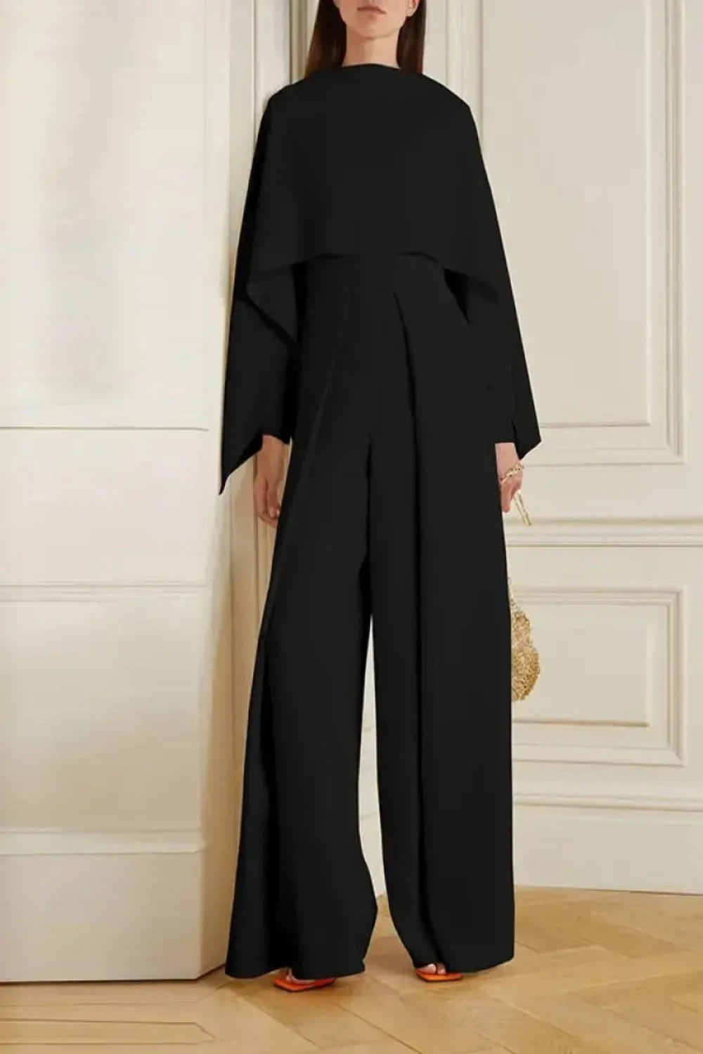 Cape Style Long Sleeve Wide Leg Jumpsuits Ali Express