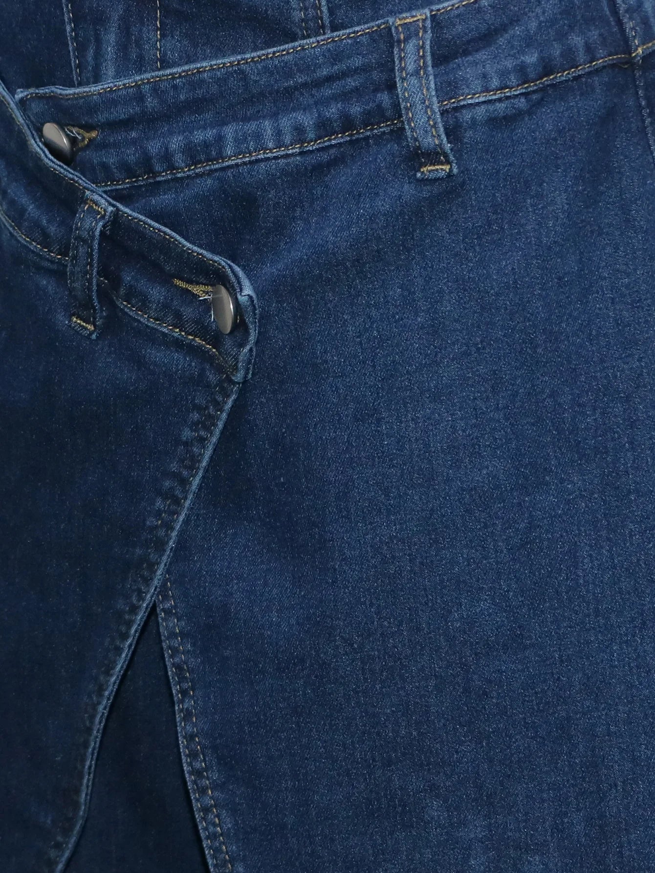 Vintage Asymmetrical Wrap Overlap Washed Denim
