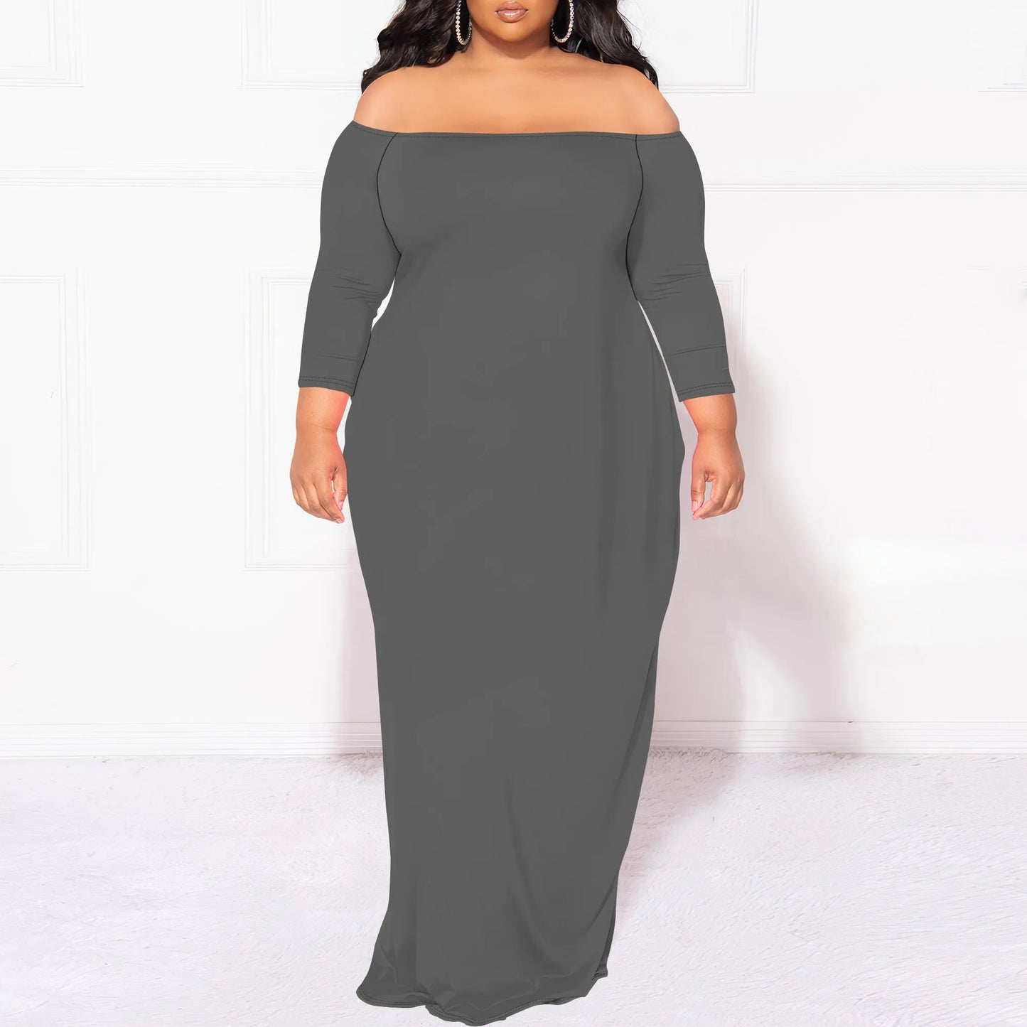 Off-Shoulder Bodycon Fishtail Maxi Dress