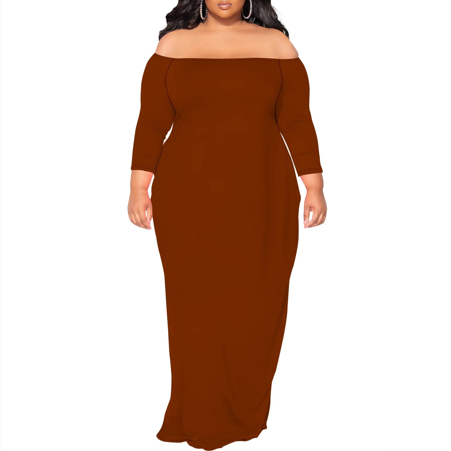 Off-Shoulder Bodycon Fishtail Maxi Dress