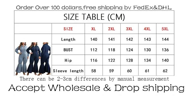 Denim Flare Stretchy with Zipper Jumpsuit